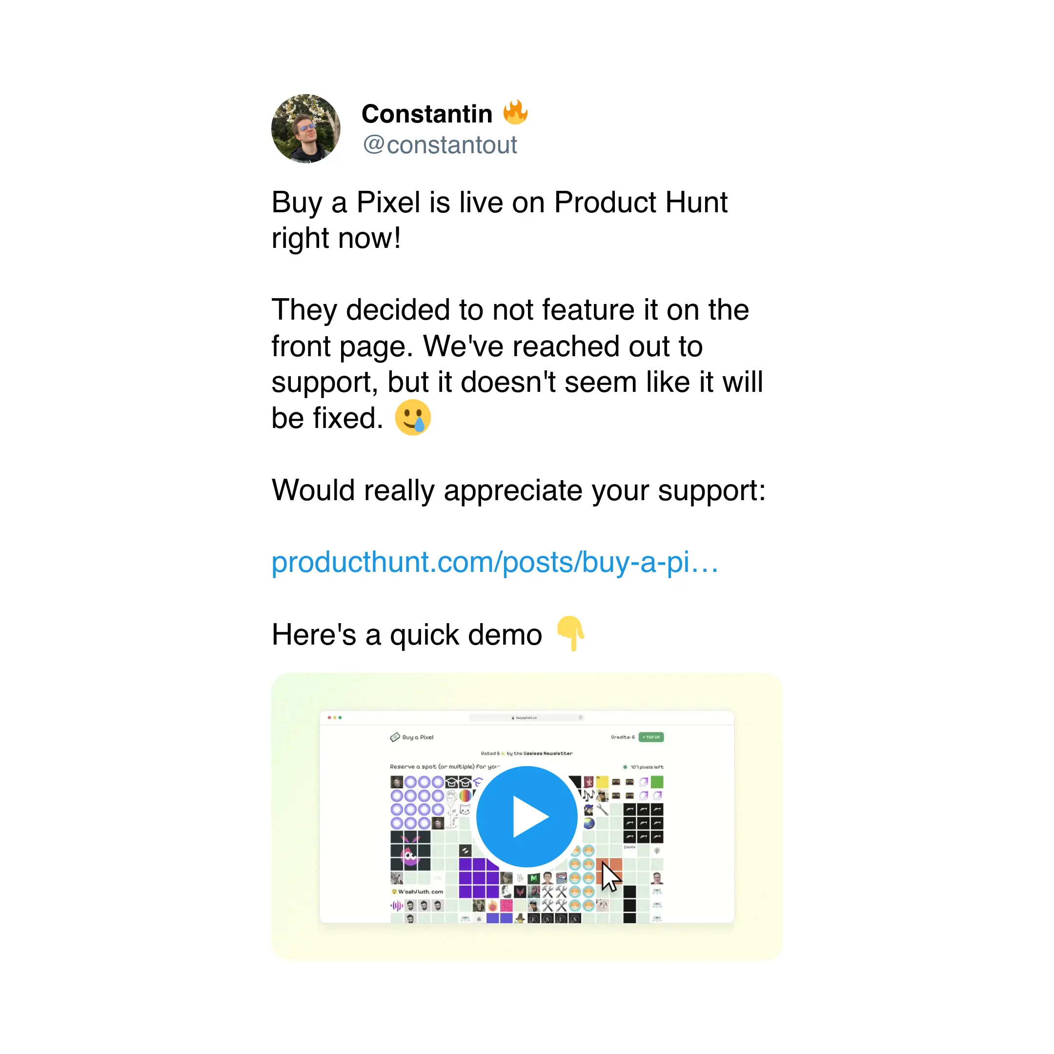 Buy a Pixel launch tweet