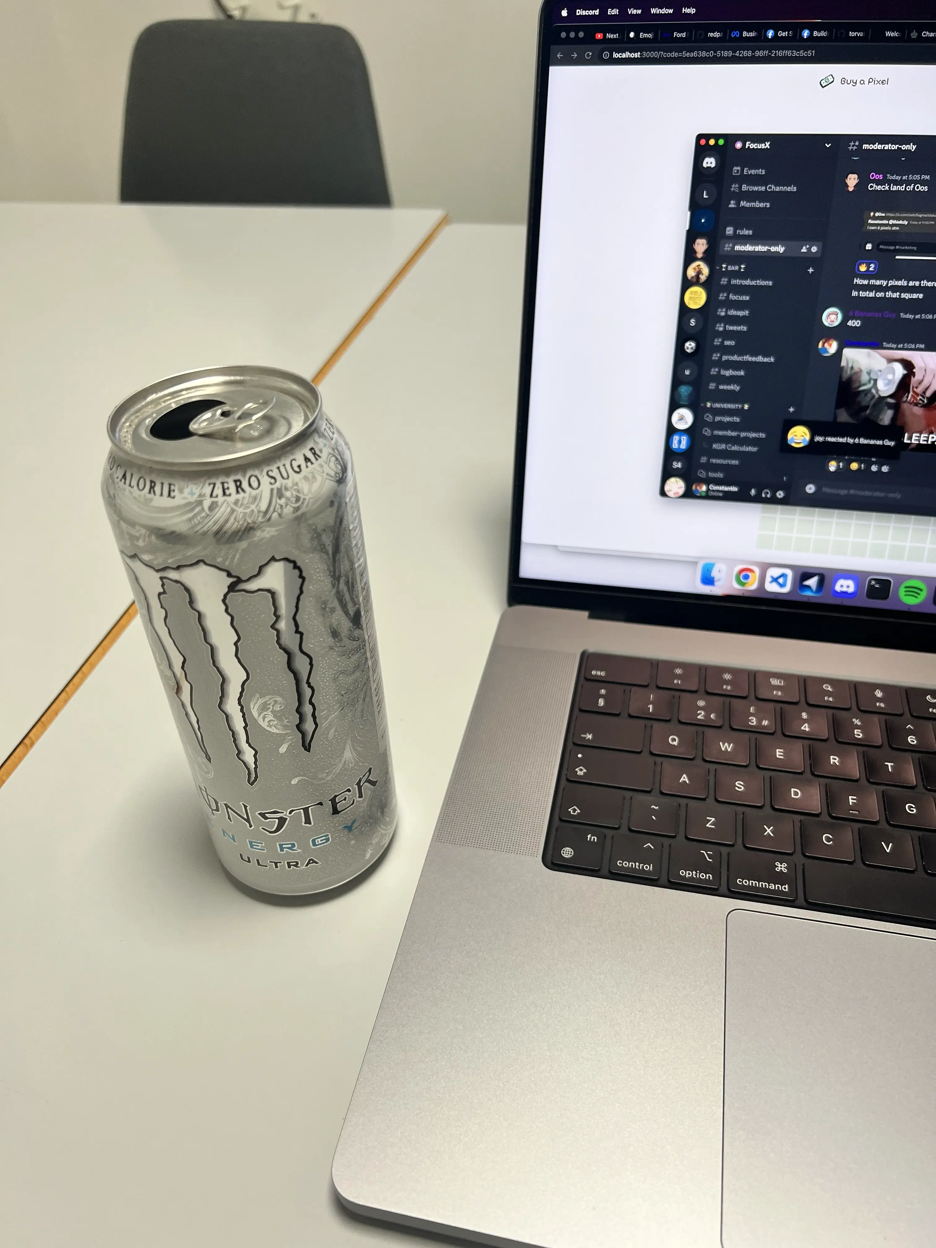 Laptop with energy drink